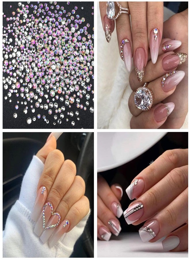 VOTACOS Nail Art Pearls Rhinestones with Glue Gel White Flatback Pearls Luxurious Nail Charms Supplies Accessories Colorful Nails Rhinestones Gems Jewelry for Women Nails Design - Image 3